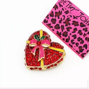 Crystal Bowknot Love Heart Charm Women Brooch Pin